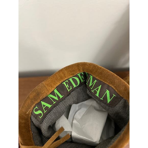 Sam Edelman Utah Tan Suede Fringe Leather Bohemian Western Tall Boots Size 7 - Picture 9 of 10